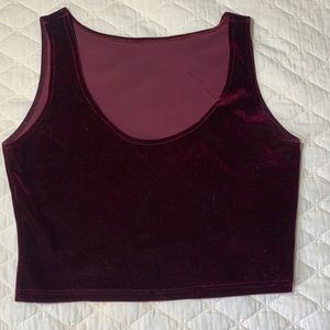 Red velvet sleeveless crop top